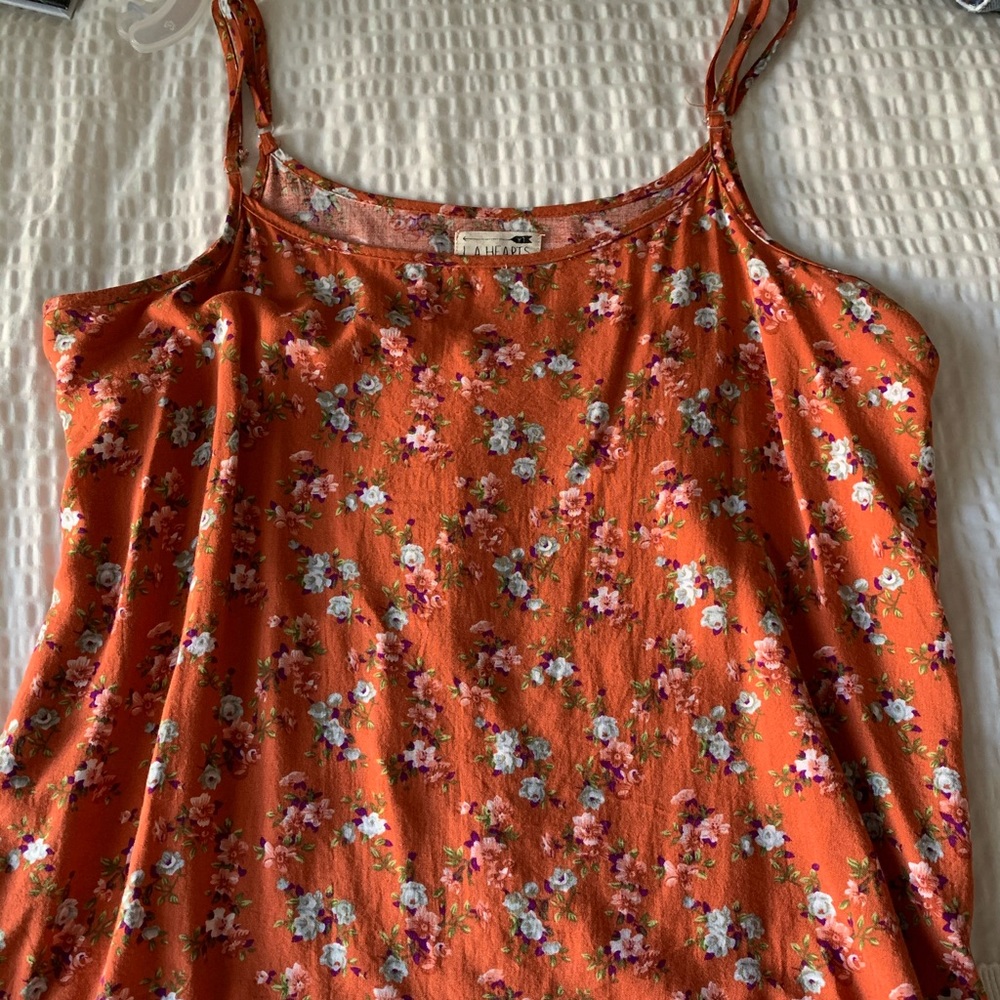 Orange floral spaghetti strap top
